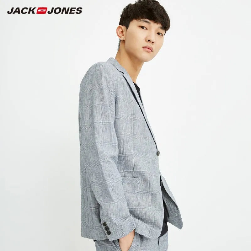 JackJones мужской Клетчатый Блейзер прямого кроя с лацканами E | 218208502 Мужская одежда