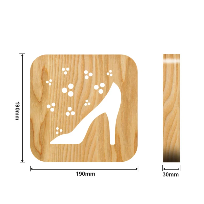 Creative Women's shoes Led Night Light Wooden Desk Lamp USB Plug Bedside Led Night Light Lady Gift Night Atmosphere Lamp