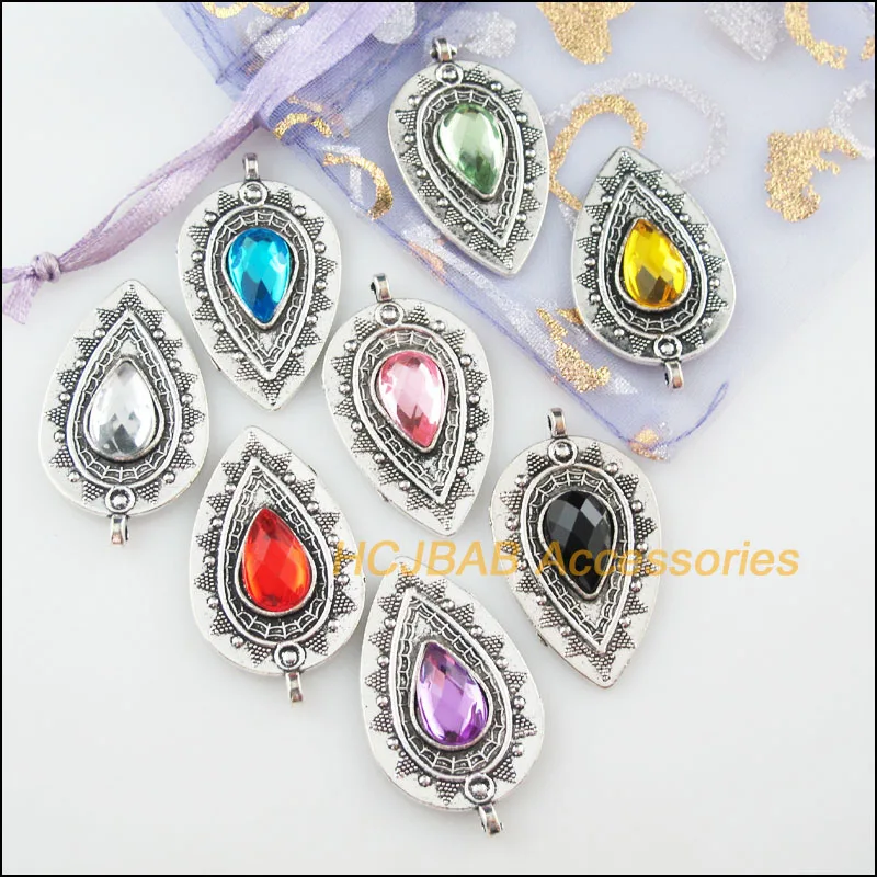 8 Новый Слеза акриловые смешанные Подвески тибетский серебристый цвет кулон