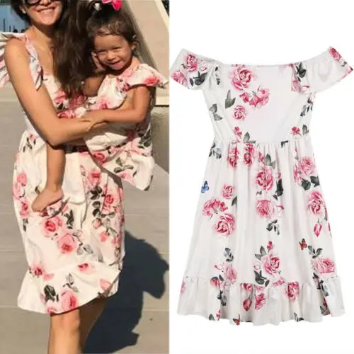 Семейное платье одинаковые комплекты для мамы и дочки Одежда девочек
