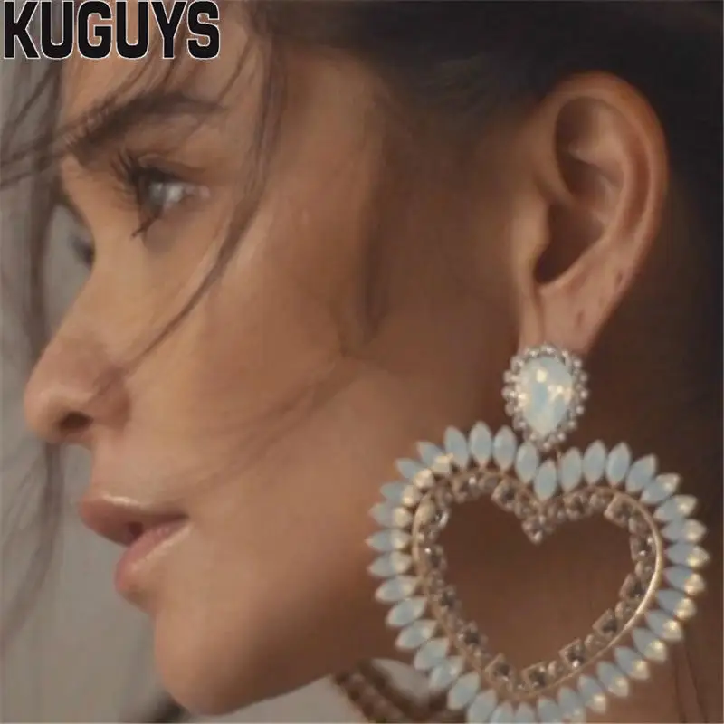 Женские серьги подвески KUGUYS длинные с кристаллами вечерние свадебные