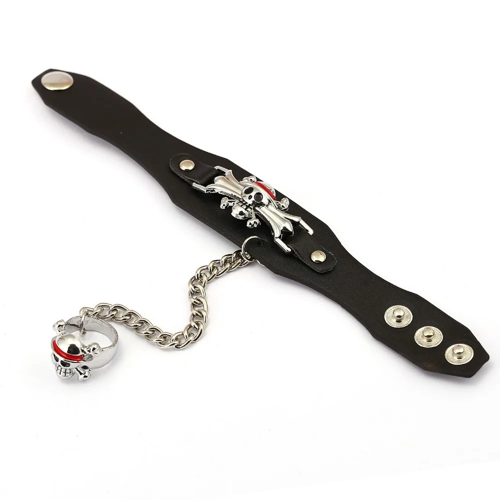 J магазин One Piece Череп Браслеты соломенная шляпа пиратская группа логотип браслет