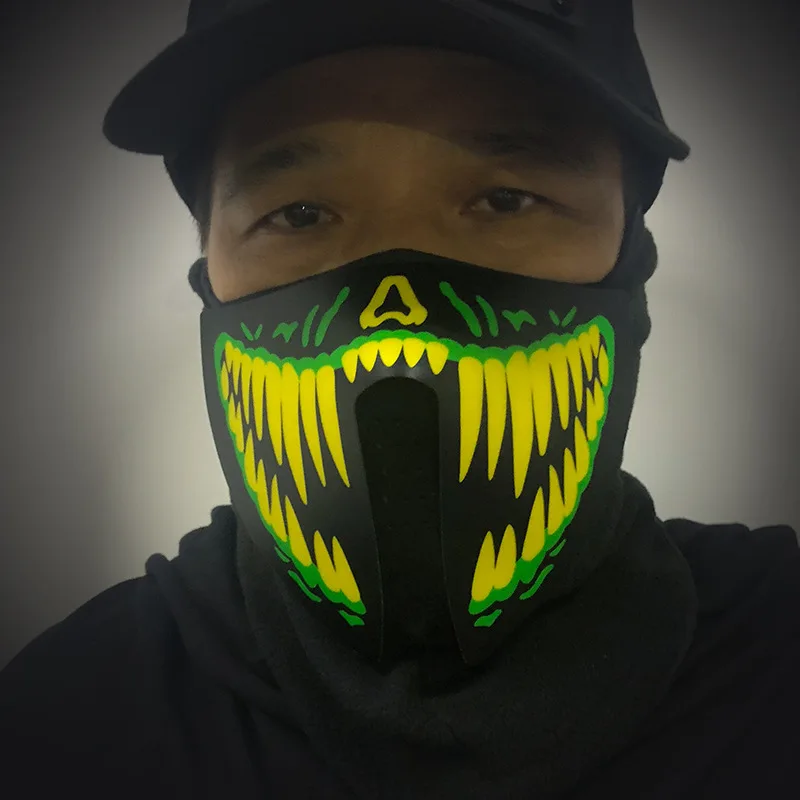 Маска для мотоцикла Хэллоуин светодиодный светящийся мигающий щит лица Вечерние