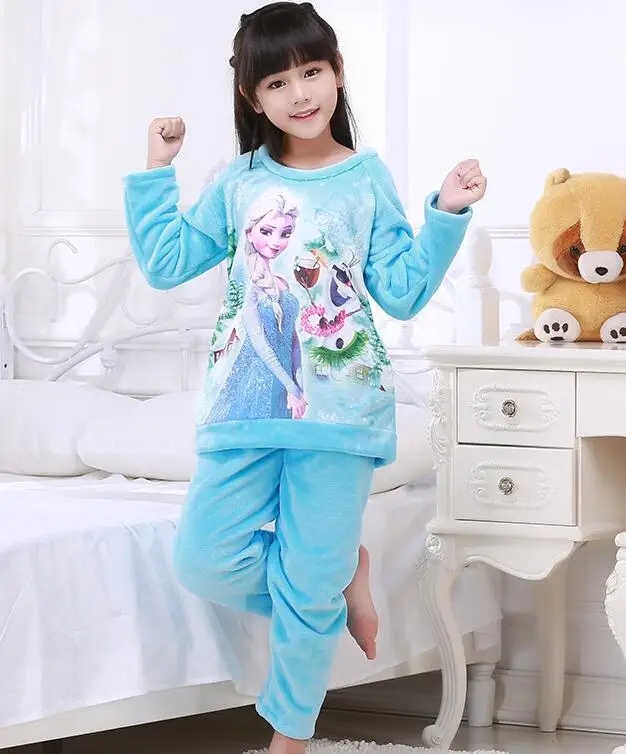 STYLE 8 От 4 до 15 лет пижамные комплекты для мальчиков и девочек с героями мультфильмов плюшевая теплая одежда для сна для маленьких девочек штаны для малышей Детская одежда для сна Домашняя одежда, HONG01 - Цвет: STYLE 8