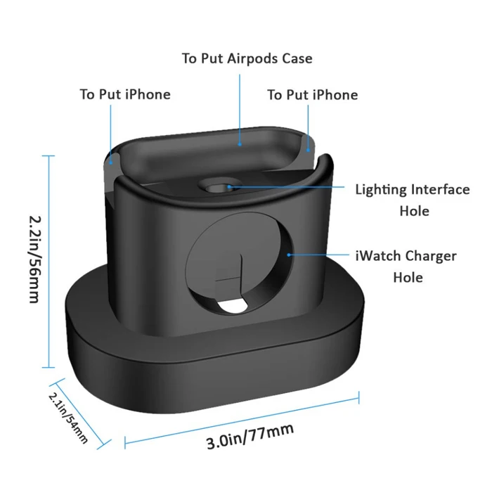 Fivetech 3 в 1 держатель для телефона для AirPods Apple Watch Подставка для зарядки мягкий силиконовый держатель для iPhone/Apple Watch/AirPods подставка для телефона