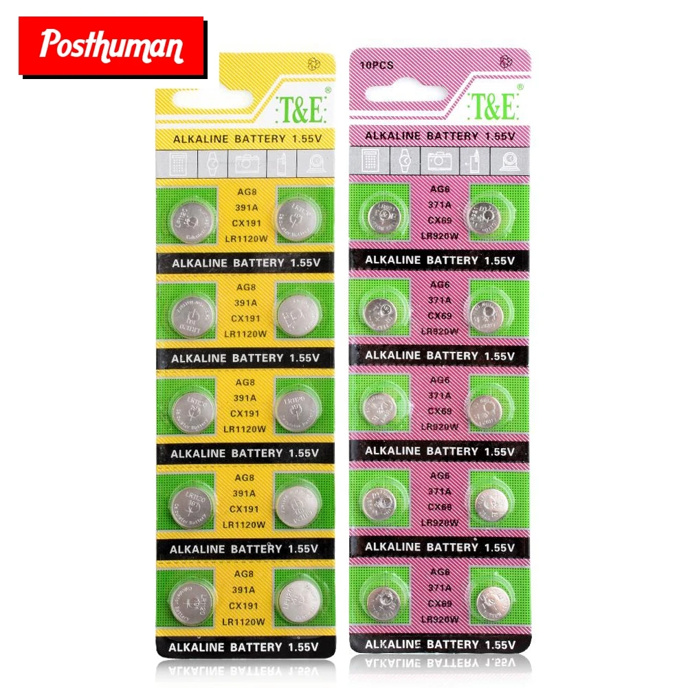 POSTHUMAN AG0 AG1 AG2 AG3 AG5 Pro часы Батарея 1,55 V AG4 ag4 377a 377 lr626 sr626sw sr66 lr66 батареи таблеточного монета