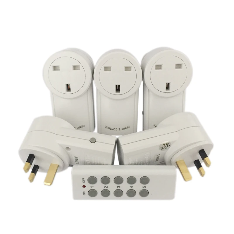 Универсальная длинная розетка RF uk plug 433,92 МГц обучающий код розетка беспроводной пульт дистанционного управления совместимый Broadlink rm pro - Цвет: 1 TX and 5 socket
