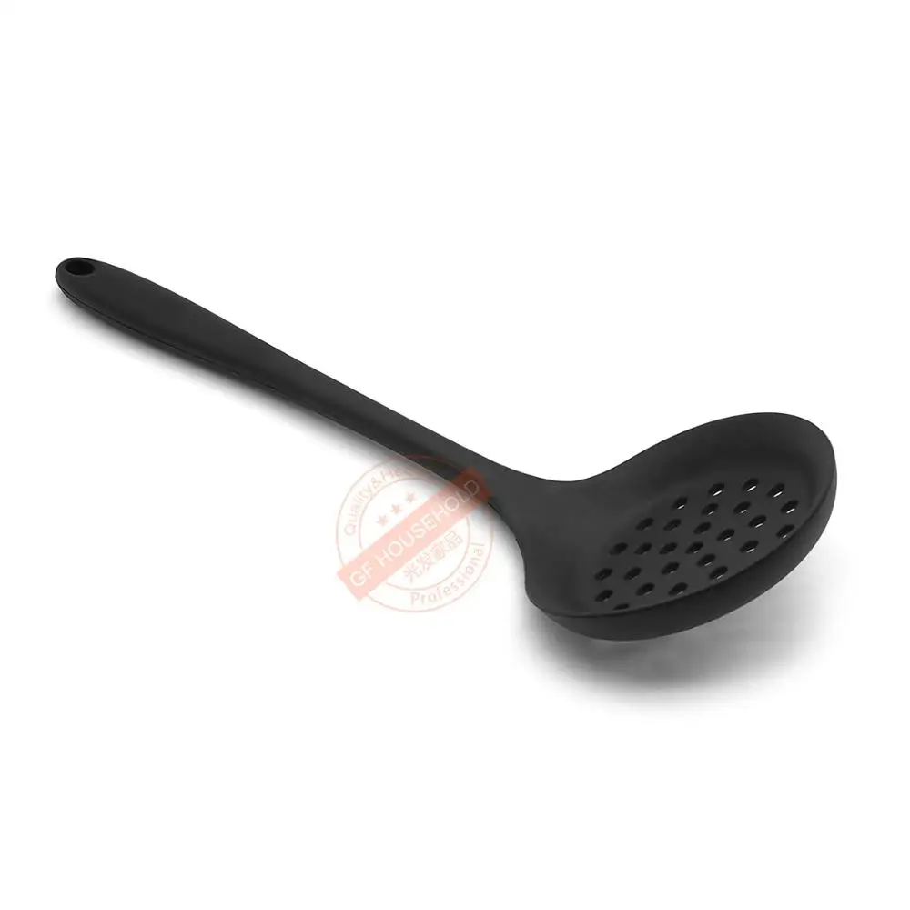 

Heat Resistant Silicone Slotted Skimmer Spoon Strainer Colander, Food Grade Silicone FDA approval
