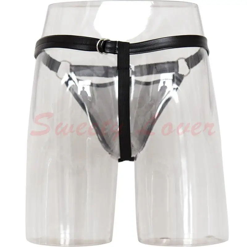 Прозрачные сетчатые мужские трусы для игр черные сексуальные из искусственной