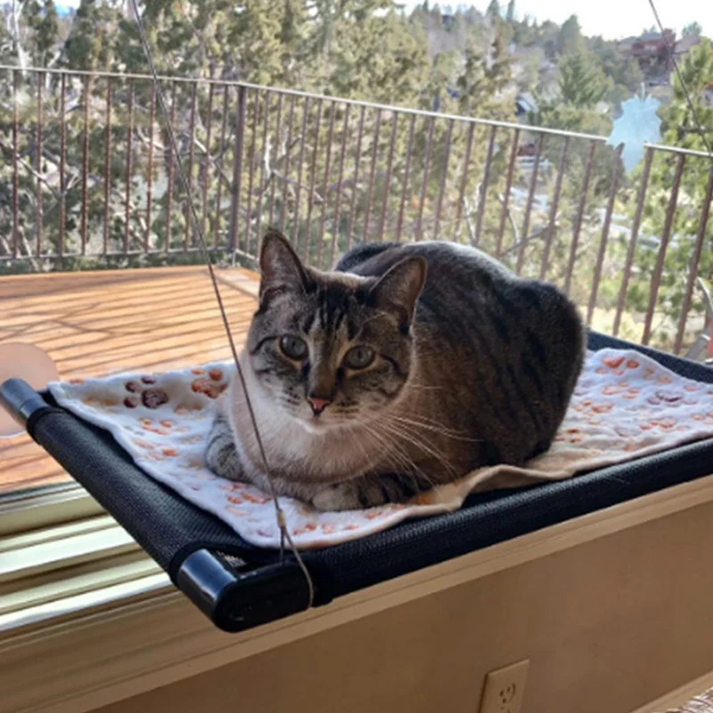 Подвесная кошачья кровать гамак с 4 присосками безопасная для крупных кошек