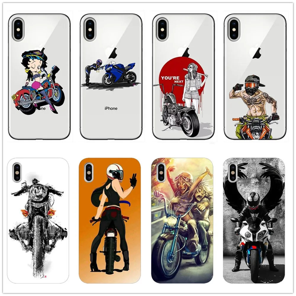 Мягкие ТПУ чехлы для телефонов Ретро Мото Кросс Мотоцикл спортивный чехол iPhone XS