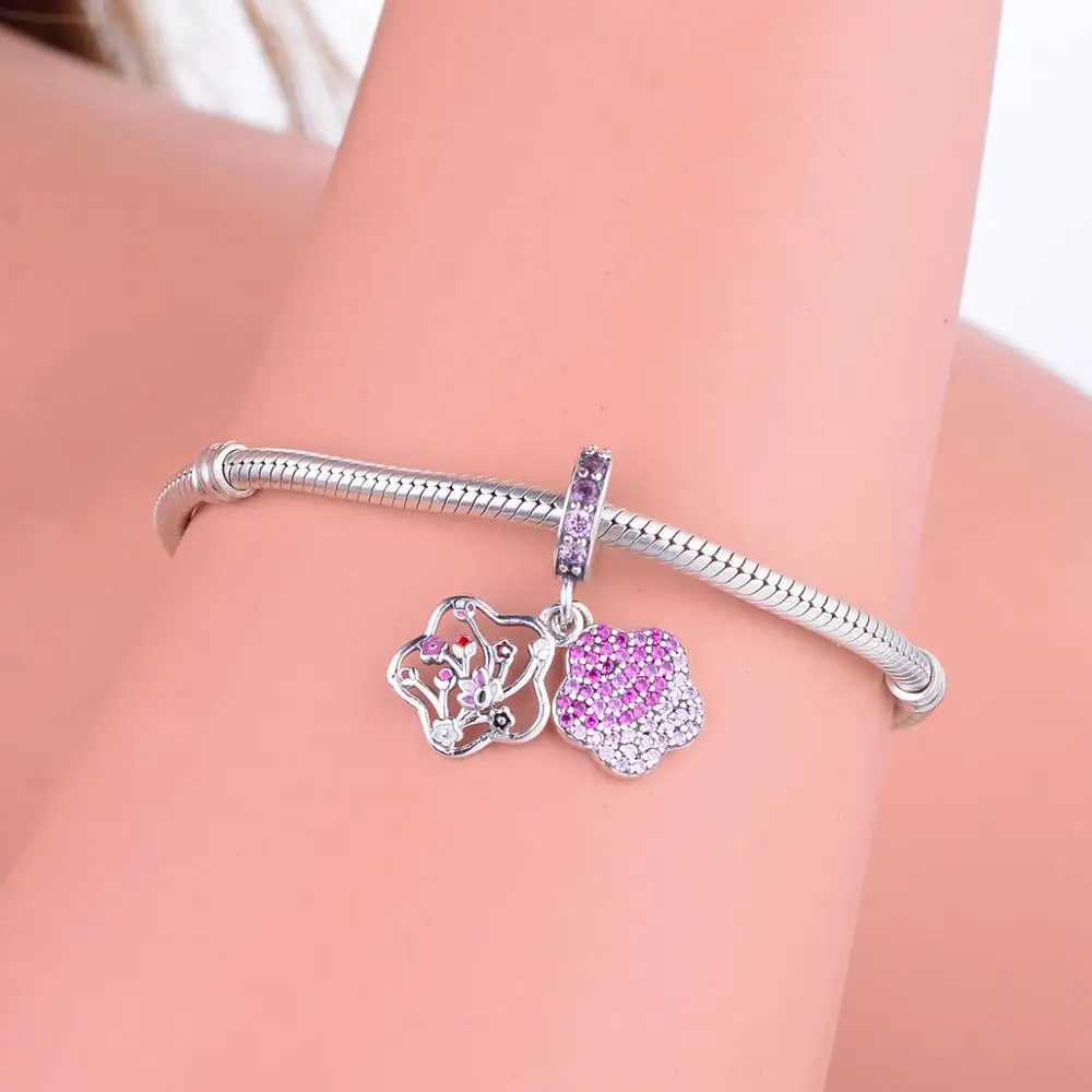 Подходит браслет pandora, сделай сам, ювелирное изделие,, летняя коллекция, серебро 925 пробы, любовь в полном цветении, очаровательные бусины