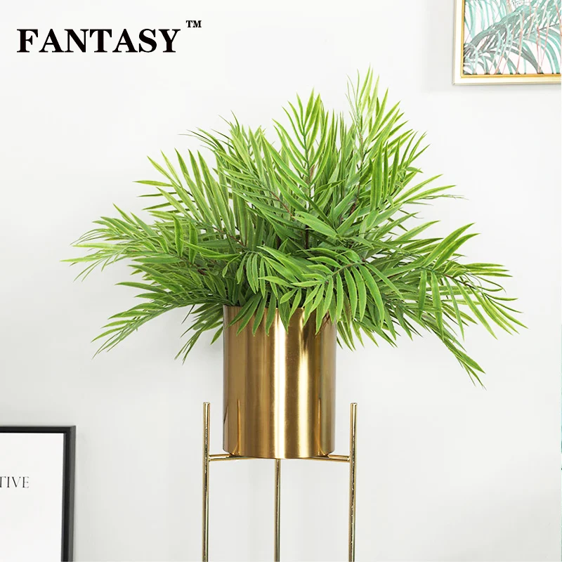 

5-20pcs 45cm Tropical Palm Tree Branch Green Artificial Plant Fake Bamboo Leafs Plastic Bambus Grass For Hawaiian Party Carnival