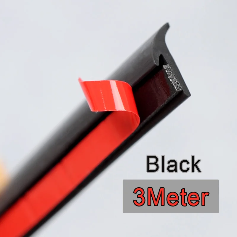 3 Meter black Универсальная автомобильная резиновая уплотнительная полоса скошенная Т-образная Автоматическая Уплотнительная резиновая уплотнительная полоска, обшивка края черного цвета для переднего бампера - Цвет: 3 Meter black