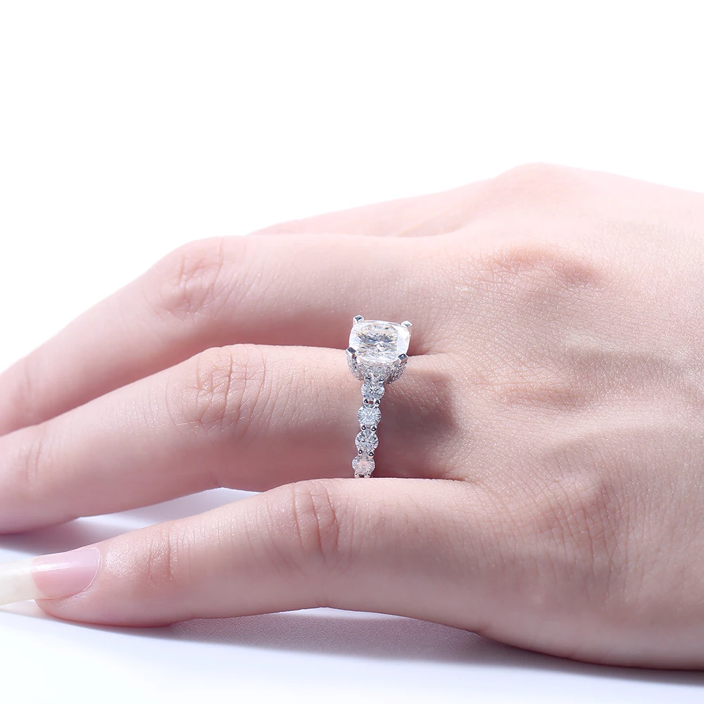 TransGems 2 карата огранка подушки 7 5 мм Муассанит Алмаз F цвет свадебная помолвка