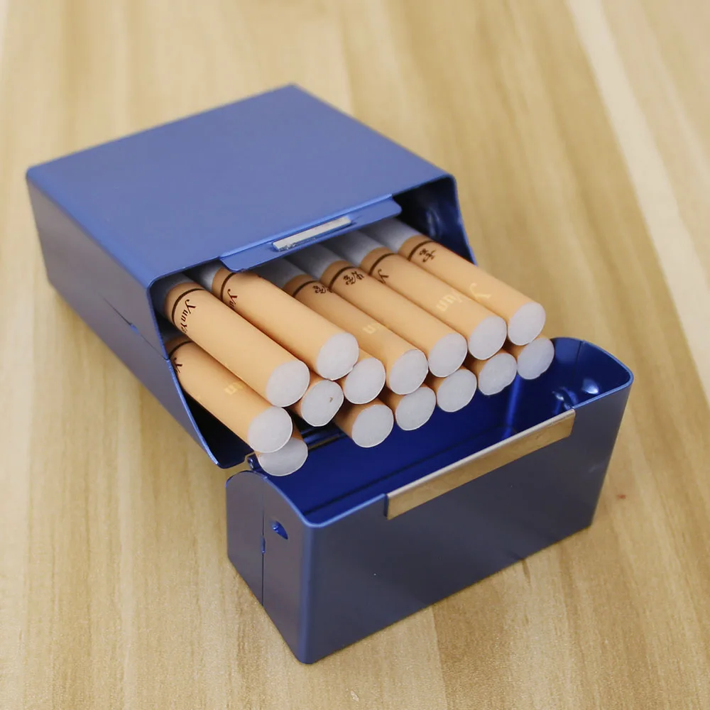 1x Elegant Blue Pocket Cigarette Tobacco Box Case Map Holder 20Pcs Smoke Metal Fashion Gift Дом и сад