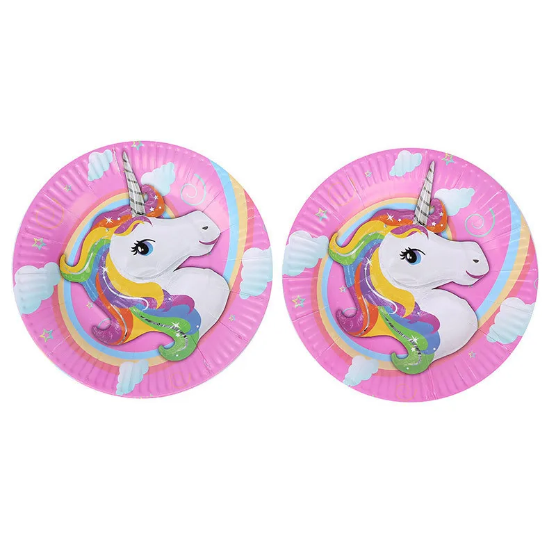 Единорог тема вечерние украшения Unicornio вечерние столовые приборы салфетки соломенный баннер для вечеринки в честь Дня Рождения Декор для детей детский душ