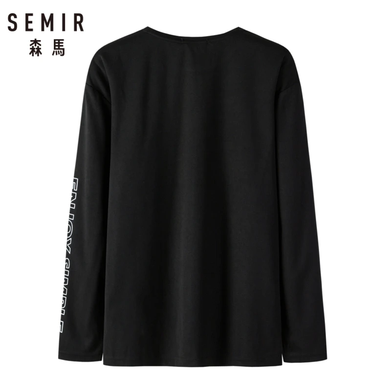 SEMIR Women Long Sleeve Shirt with Print at Women's Relax Fit Crewneck Top Ribbing Neckline for Autumn | Женская одежда