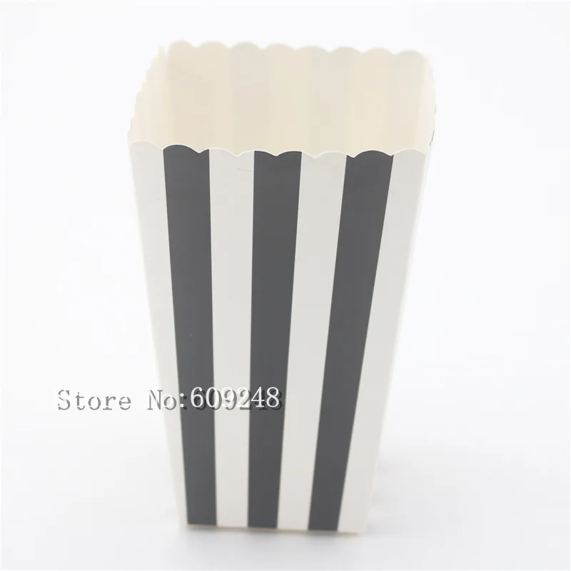 24 шт Черные Полосатые Бумажные Мини-коробки для попкорна черно-белые полосатые