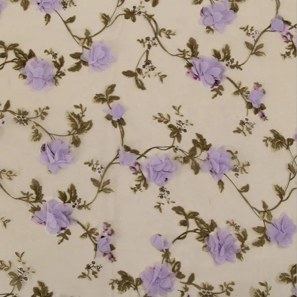Purple Новинка, 3D цветок, сделай сам, шифон, органза, кружево, ткань с принтом, 130 см, аппликация, свадебное платье, одежда, сумка, аксессуары, розовый, белый, синий - Цвет: Purple