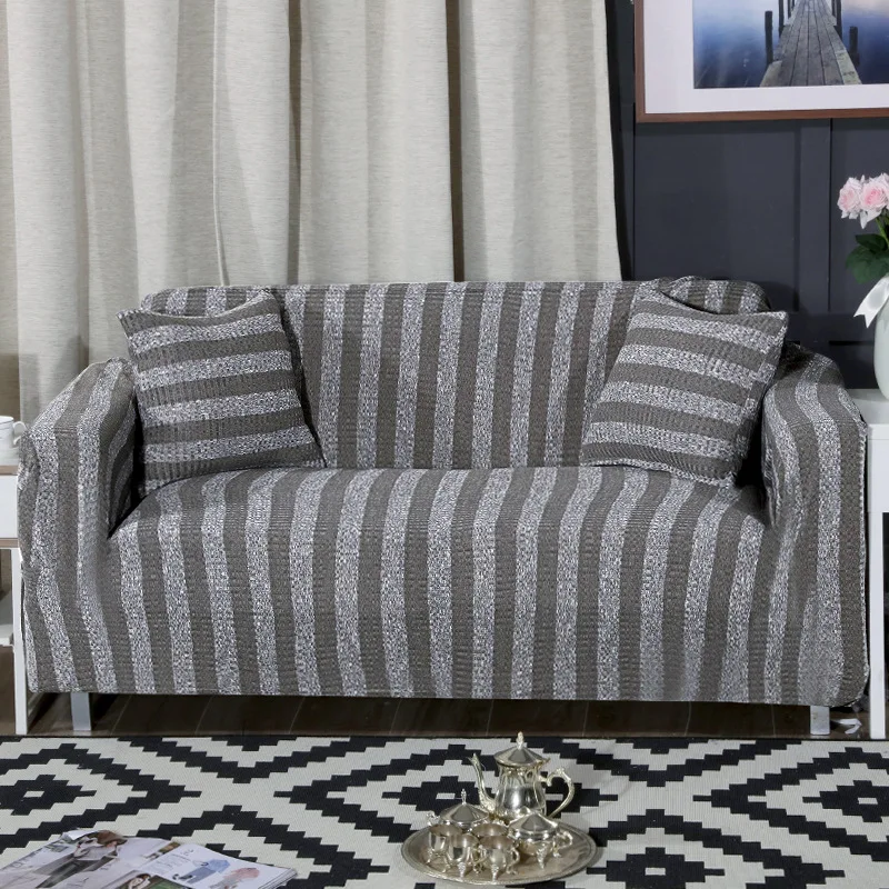 Европейский вязаный полосатый чехол для дивана все включено один двойной диван