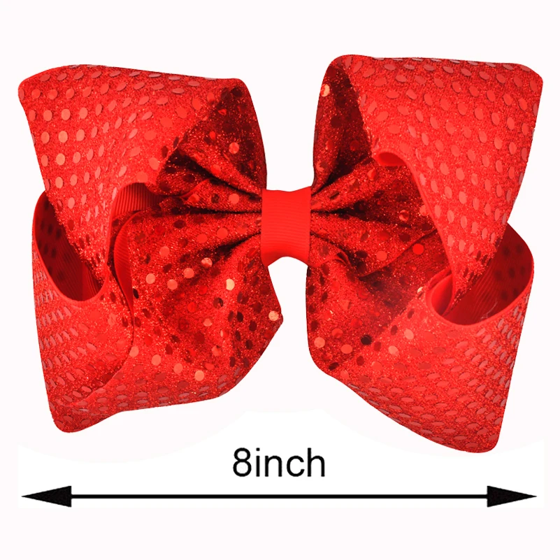 1PC 8 Inch Multi-color Sequin Bow Hairpins Grosgrain Ribbon Alligator Clips Headwear Children Girls Lovely Hair Accessories |