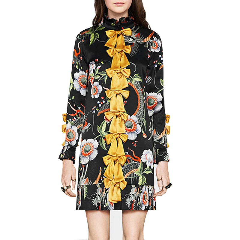 Высокое качество 2020 лето и осень новый модный принт золотого банта декоративное