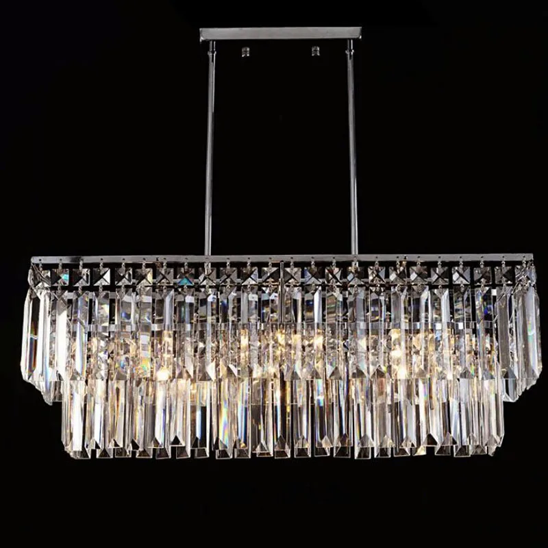 

NEW Luxury rectangular K9 crystal chandelier LED glow pendant lamp living room bedroom E14 Chandeliers luminaire paragraph room