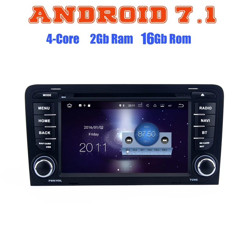 Четырехъядерный Android 7 1 автомобильный dvd gps плеер для audi A3 S3 с 2G RAM + 16G ROM USB wifi 4G RDS