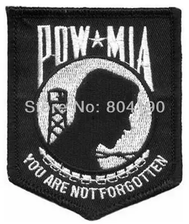 POW MIA NOT FORGOTTEN BLACK Military Vet Veteran Patch Embroidered IRON ON/ SEW ON Badge Wholesale |