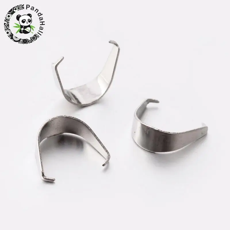 

304 Stainless Steel Snap on Bails, Stainless Steel Color, 9x4mm, Pin: 0.6mm