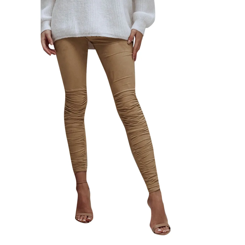 Женские штаны однотонные со складками Спортивные Повседневные узкие брюки с