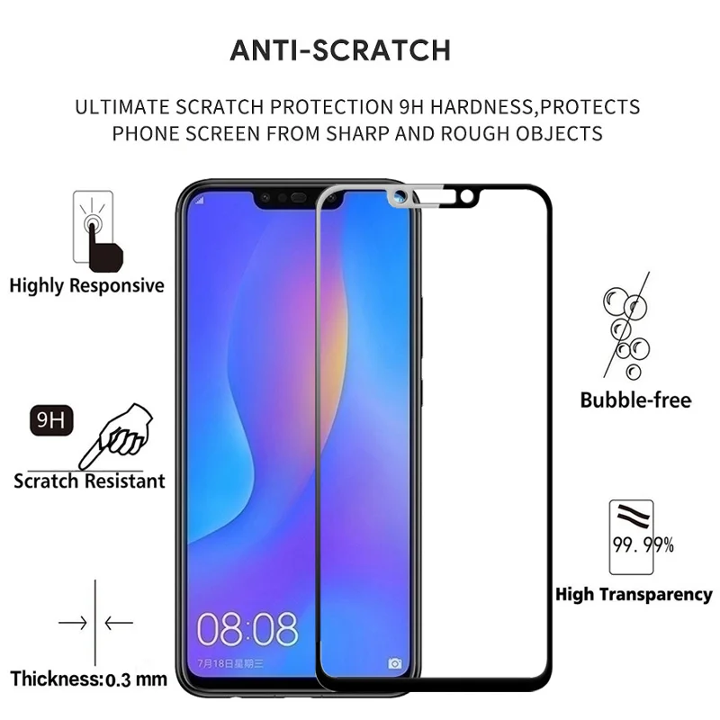 2 шт полное покрытие экрана протектор Закаленное стекло для Huawei nova 3 3i 6 30 &quot9 H