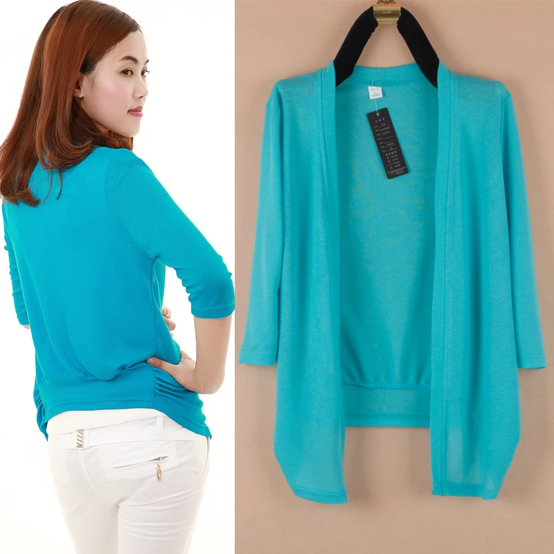 MLXSLKY летний необычный тонкий вязаный кардиган с воротником кондиционер длинными