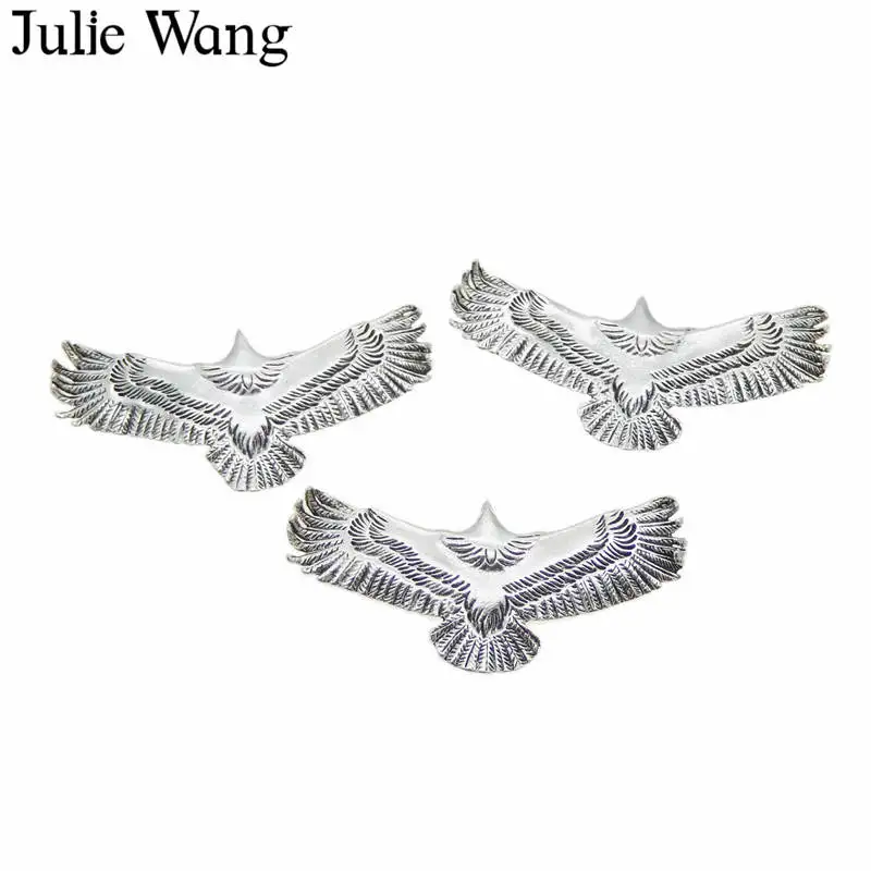 Julie Wang, 5 шт., античное серебро, сплав, Летающий орел, амулеты, ожерелье, подвески, Украшение Серьги, фурнитура для изготовления ювелирных изделий, аксессуары