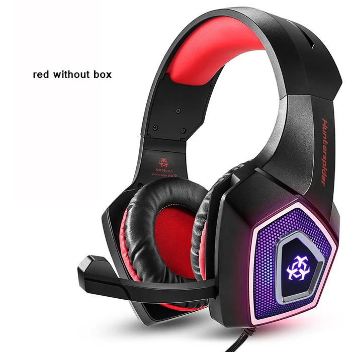 Red without box Hunterspider V1 Проводная гарнитура 7 цветов светодиодный свет низким уровнем искажений с кнопка Mute объема Управление микрофон для PS4 PC - Цвет: Red without box