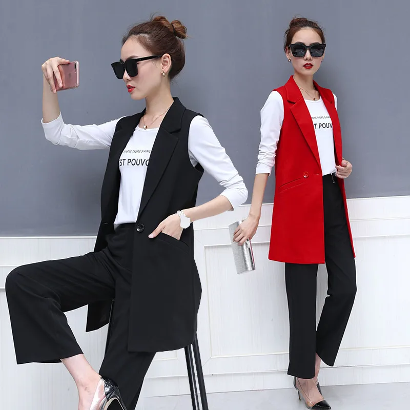 

2019 Autumn New Women Fashion Elegant Office Lady Pocket Coat Sleeveless Suits Vests Jacket Outwear Slim Casual WaistCoat R739
