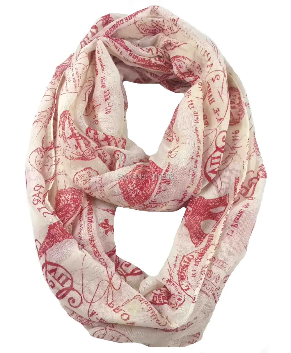Vintage Postage Stamp Print Infinity Scarf Cowl Circle Accessories Gift for Ladies Free Shipping |