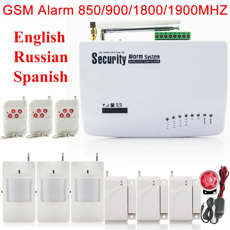 Бесплатная доставка английская Голосовая Беспроводная GSM сигнализация двойная