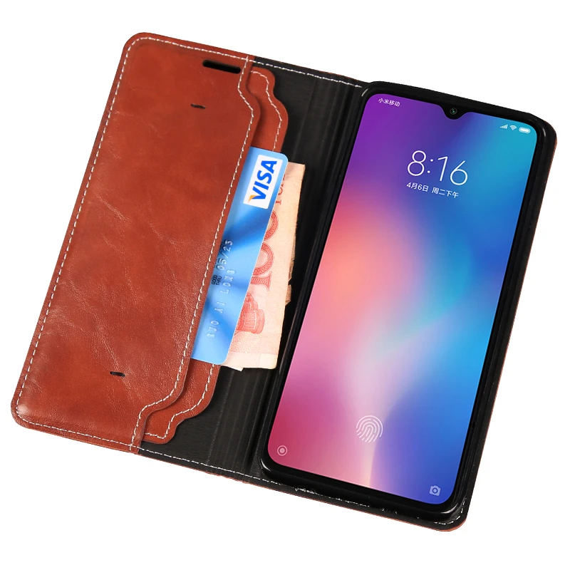 Чехол для телефона для Xiaomi mi 9 se 9T 8 5S Plus mi x 2S Max 3 F1 A1 A2 A3 кожаный флип-кошелек с масляным воском для Red mi Note 5 6 7