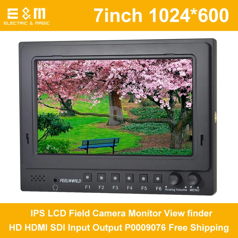 Новый FEELWORLD 7 дюймов ips 1024x600 ЖК дисплей поле Камера монитор Видоискатель HD HDMI SDI