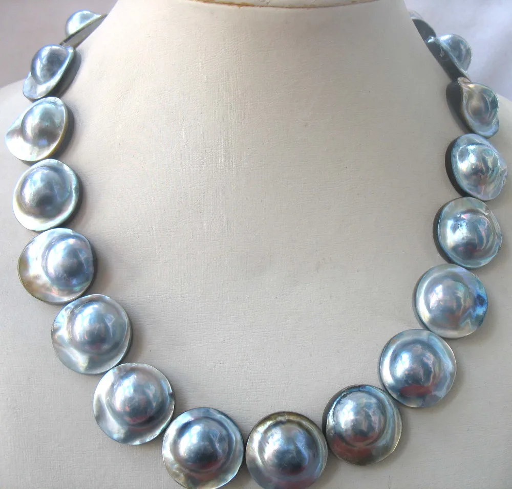 South sea MABE pearl white /blue coin necklace 18inch wholesale beads nature FPPJ woman 2018 | Украшения и аксессуары