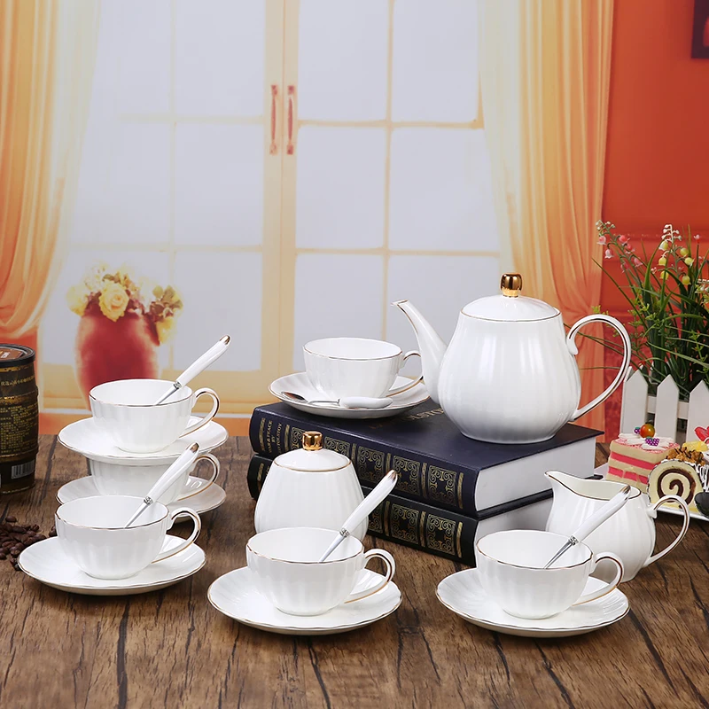 Набор из 15 предметов европейский стиль белая керамическая крашеная Золотая