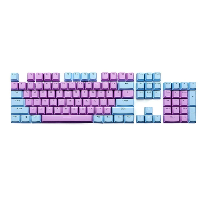 Фиолетовый Полупрозрачные двухстворчатые PBT 104 KeyCaps с подсветкой для клавиатуры Cherry MX - Цвет: Фиолетовый