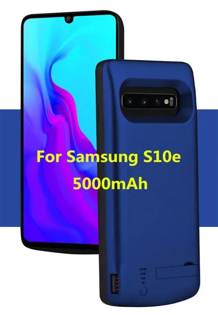Синий Чехлы для samsung Galaxy S10e, портативное зарядное устройство, чехол для аккумулятора, 5000 мА/ч, внешняя подставка, внешний аккумулятор, чехлы для зарядки аккумулятора - Цвет: Синий