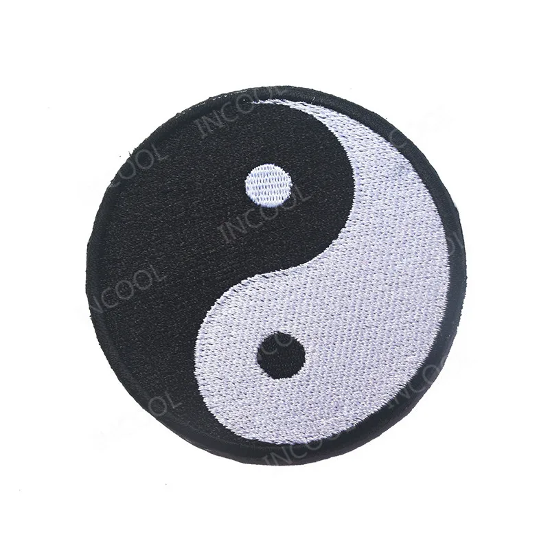 Нашивка С Вышивкой черная белая кошка Дракон птица Инь Янь военные нашивки