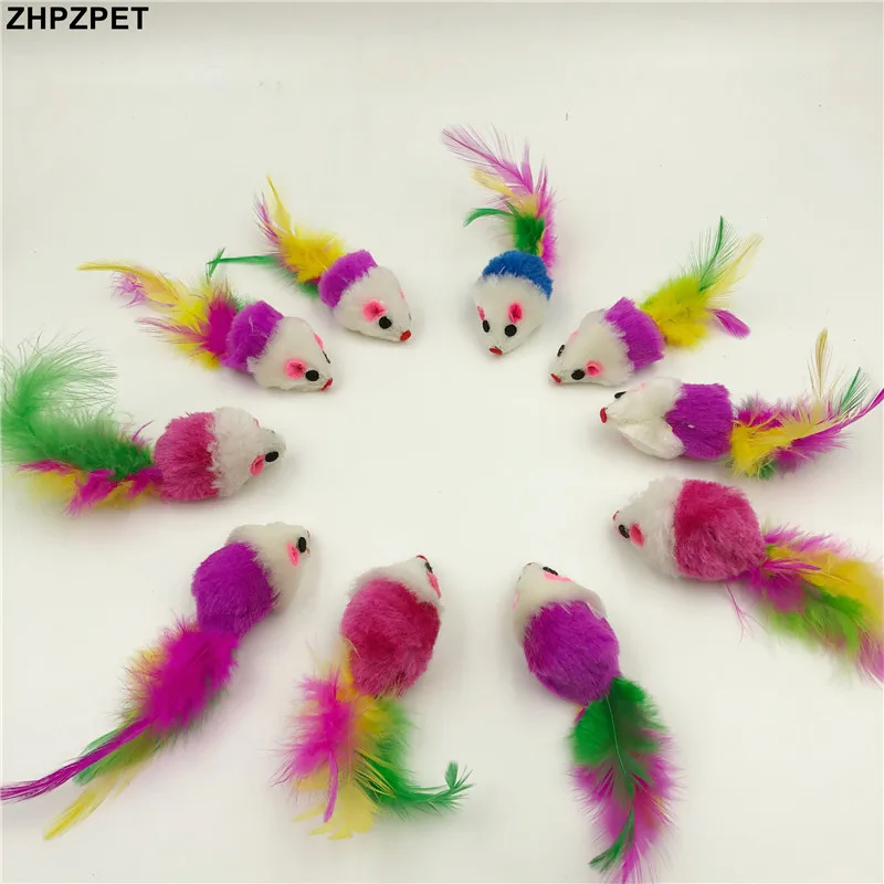 Горячая продажа 1 шт горячие цвета мышки с перьями кошки knuffels случайный цвет мини