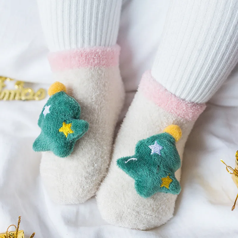 Комплект 6695Y детские рождественские носки из пряжи с пером носки-тапочки