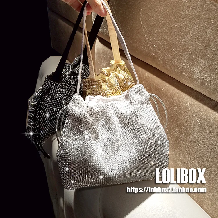LOLIBOX роскошные сумки для женщин дизайнерские на шнурке со стразами ведро супер