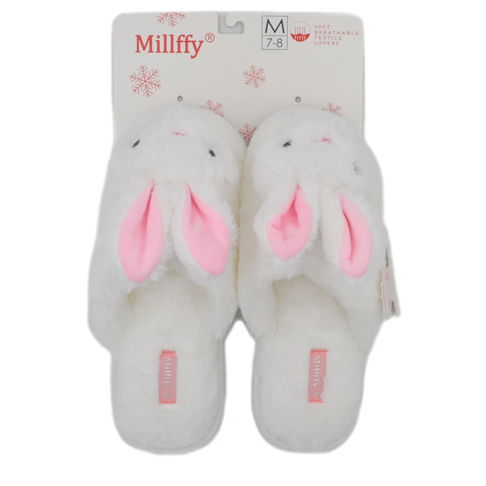 Millffy/Лидер продаж; очаровательные Зимние новые плюшевые тапочки с головой единорога; удобные плюшевые домашние тапочки с кроликом